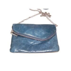 Hobo Internation Blue Leather Flap Over Handbag